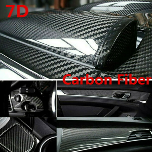 12"x60"  Car Decorative Stickers 5D Ultra Glossy Black Carbon Fiber Vinyl Wrap